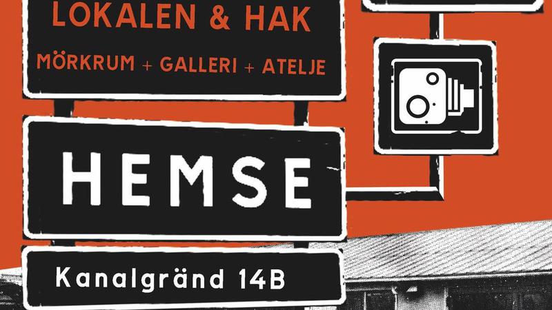 På en orangebild står det Lokalen och Hak, Mörkrum + Galler + Atelje, Hemse, Kanalgränd 14B