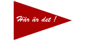 Vimpel med text Här är det