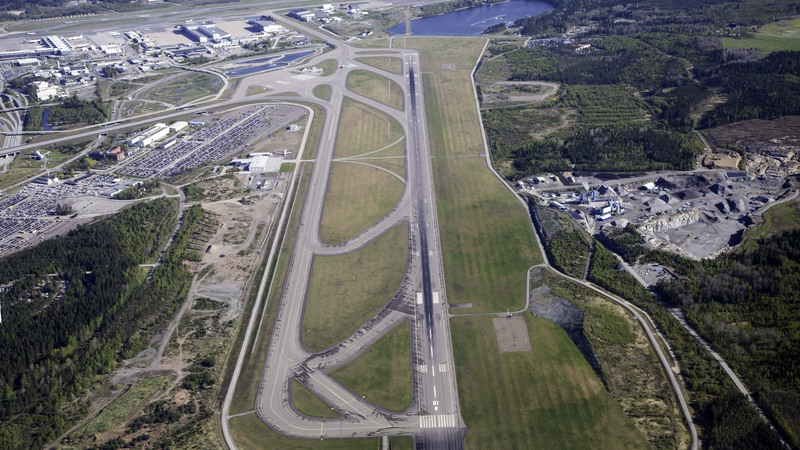 Arlanda flygplats sedd från ovan.