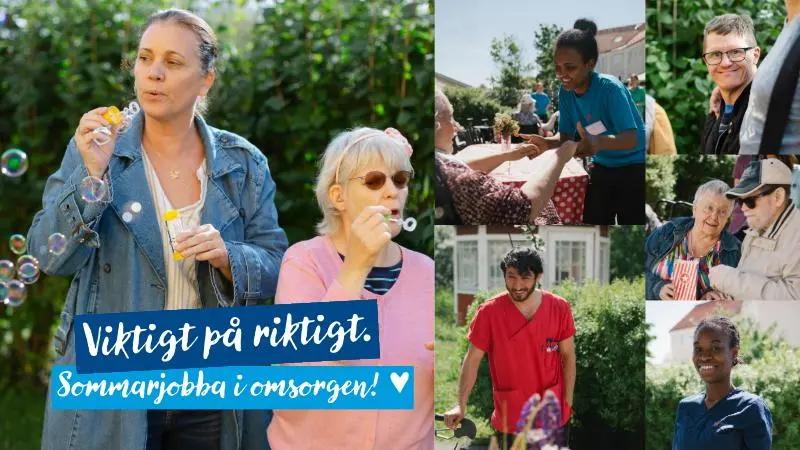 Kollage av somriga bilder från omsorgsverksamheterna