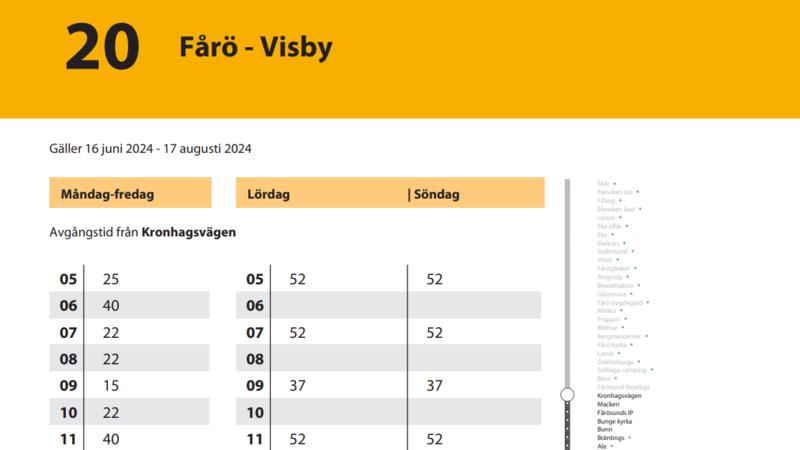 Illustration av busstidtabell