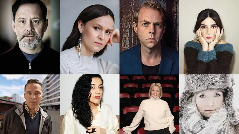 Porträtt på åtta personer.