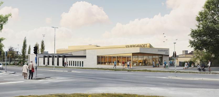 Skiss på nya Solbergabadet i Visby.