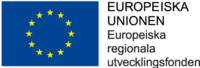 Eu flagga med texten Europeiska regionala utvecklingsfonden