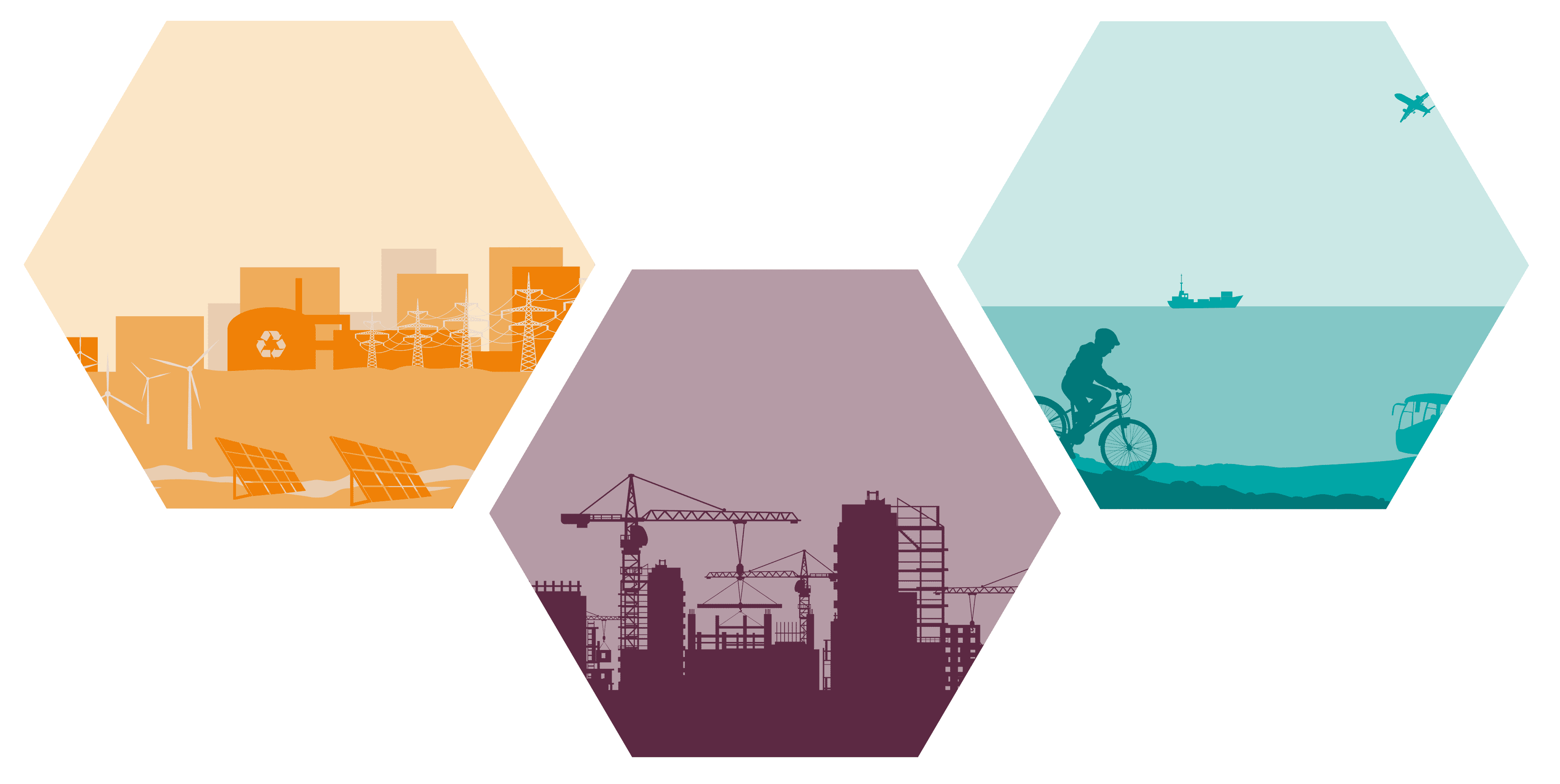 Illustration med cykel bebyggelse och byggkran