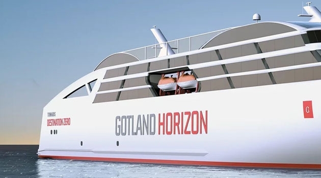 Fartyg med texten Gotland Horizon på skrovet