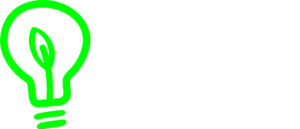 Gotland ställer om-logotyp med grön glödlampa
