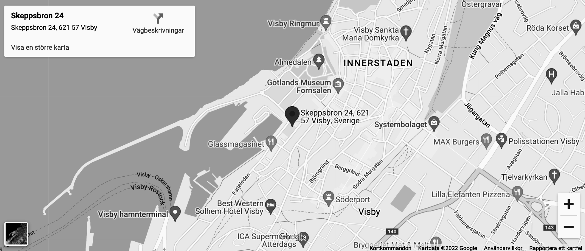 Karta Gotland innerstad