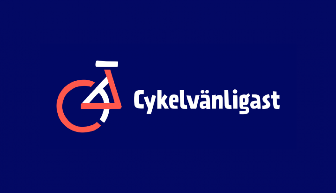 Texten cykelvänligast och illustration av bakdäck och cykelsadel mot blå bakgrund