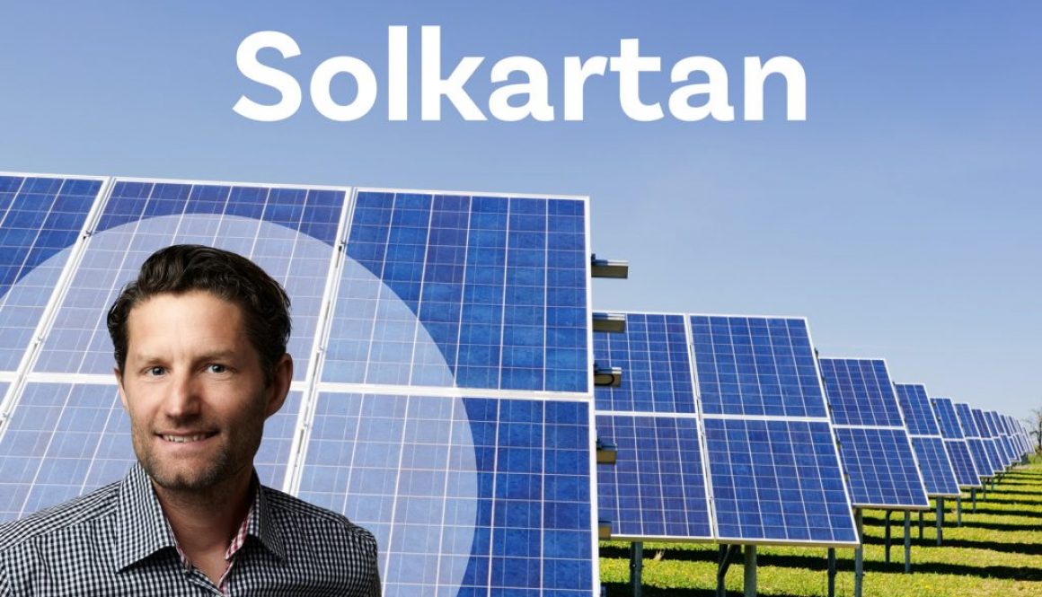 Solceller på markställning en porträttbild av Magnus Jennerholm och texten Solkartan