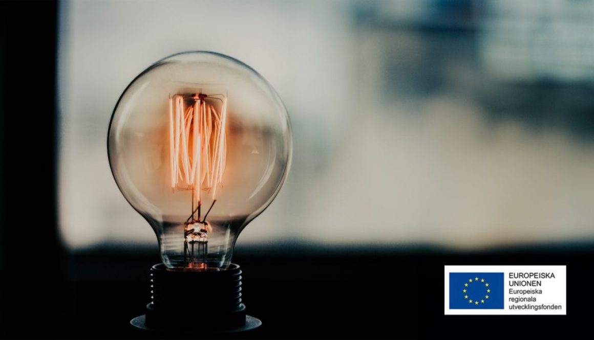 Glödlampa foto med en bild på EU-logga