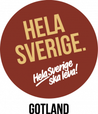 Logotyp i form av en cirkel och texten Hela Sverige ska leva Gotland